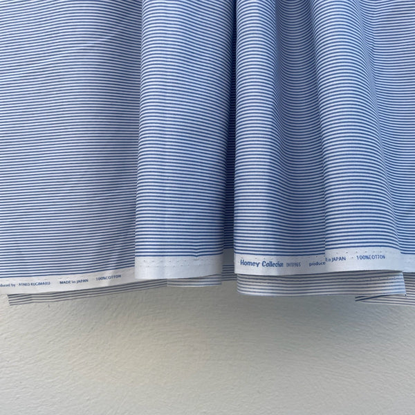 NYC Designer - Blue/White Pinstripe Broadcloth - 1 Yard