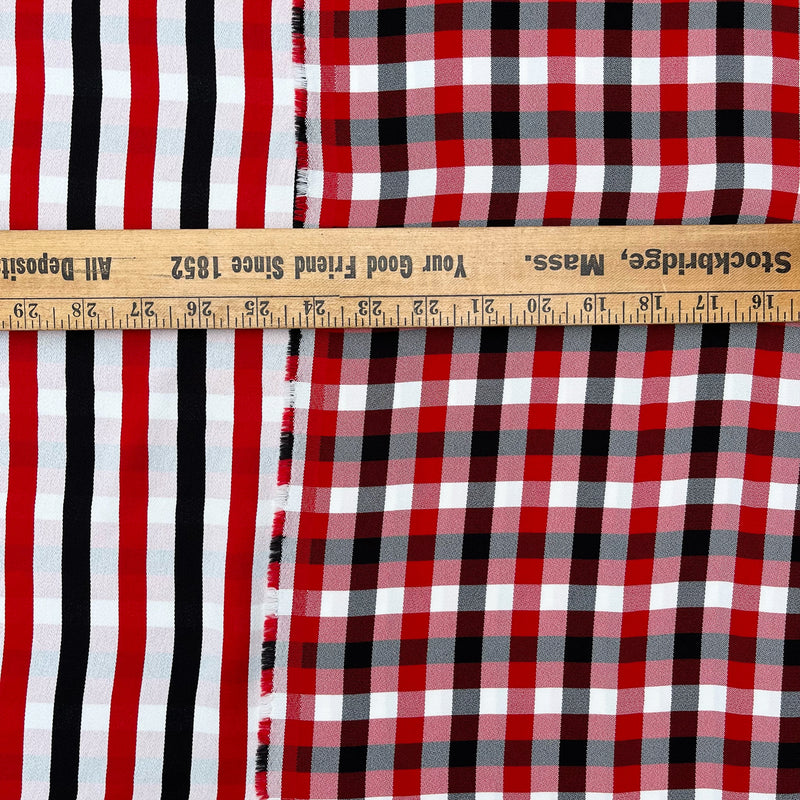 Monse - Gingham/Stripe Double-Faced Crepe Back Satin - 1/2 Yard