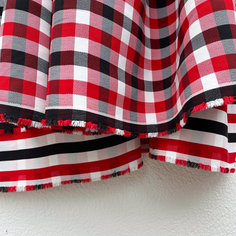 Monse - Gingham/Stripe Double-Faced Crepe Back Satin - 1/2 Yard