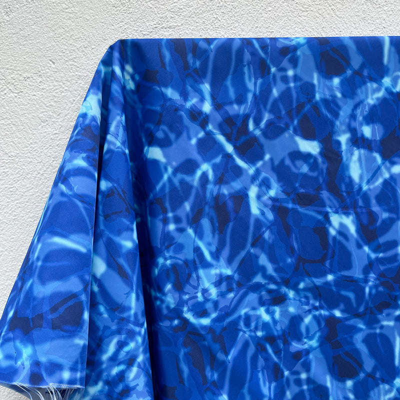 Deveaux NYC - Blue/White Printed Marbling Twill Satin - Remnants