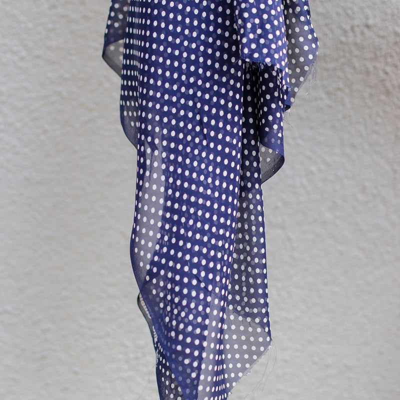 Nili Lotan - Navy/White Tiny Polka-Dot Silk Chiffon - Remnant