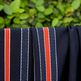 Navy Cluster Stripes w/Dots Georgette- Remnant