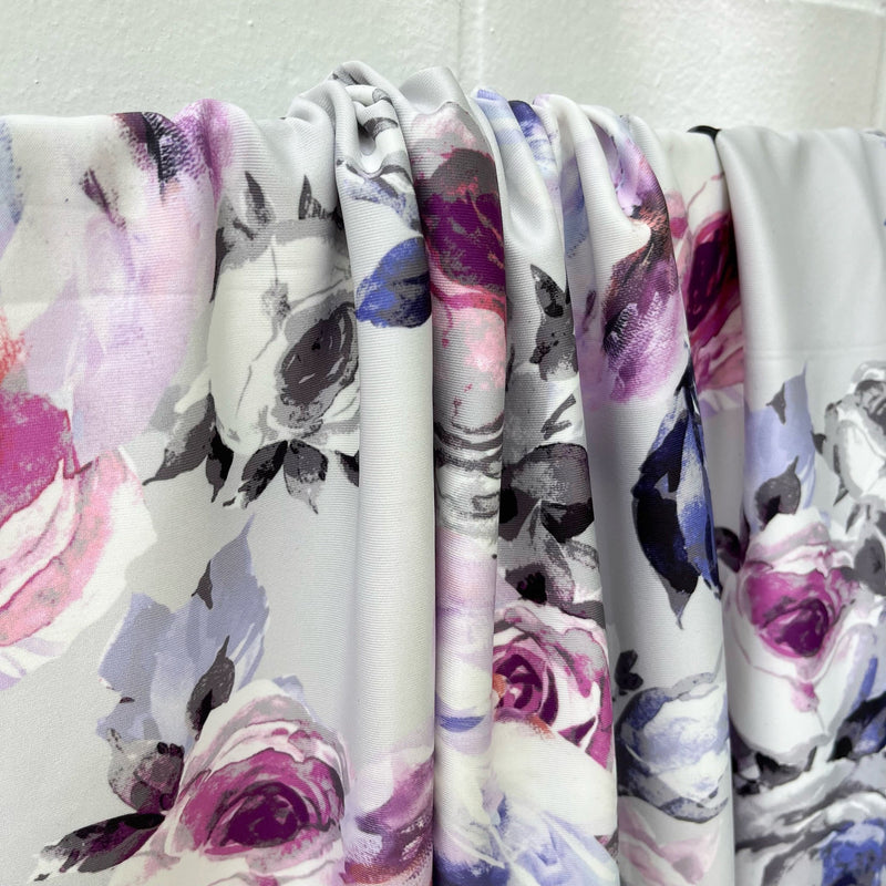 NYC Designer - Painterly Floral Ponte Knit - Remnant