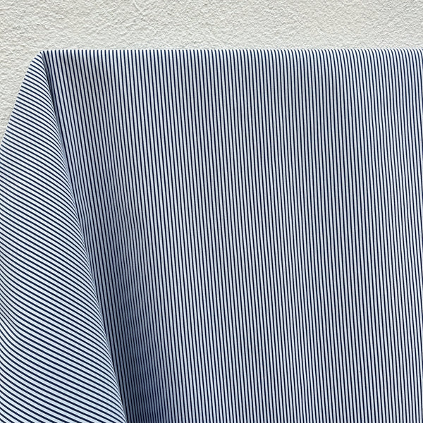 Brandon Maxwell - Pencil Stripe Double Sided Stretch Woven Blue/White - 1/2 Yard