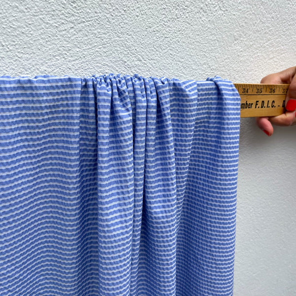 Deveaux NYC - Striped Knit Seersucker Blue/White - 1/2 Yard