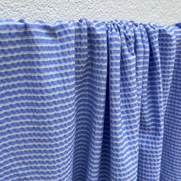 Deveaux NYC - Striped Knit Seersucker Blue/White - 1/2 Yard