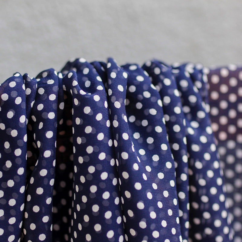 Nili Lotan - Navy/White Tiny Polka-Dot Silk Chiffon - Remnant