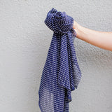 Nili Lotan - Navy/White Tiny Polka-Dot Silk Chiffon - Remnant