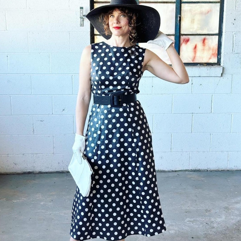 Theory - Lightweight Satin Medium Polka-Dot Twill - 1/2 Yard