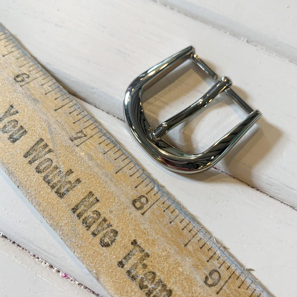 Heel Bar Buckle - 1" - Nickel - 1 Buckle - Measure: a fabric parlor