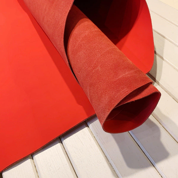 Matte Glazed Firm Temper Cardinal Red Cowhide - Remnants - Measure: a fabric parlor