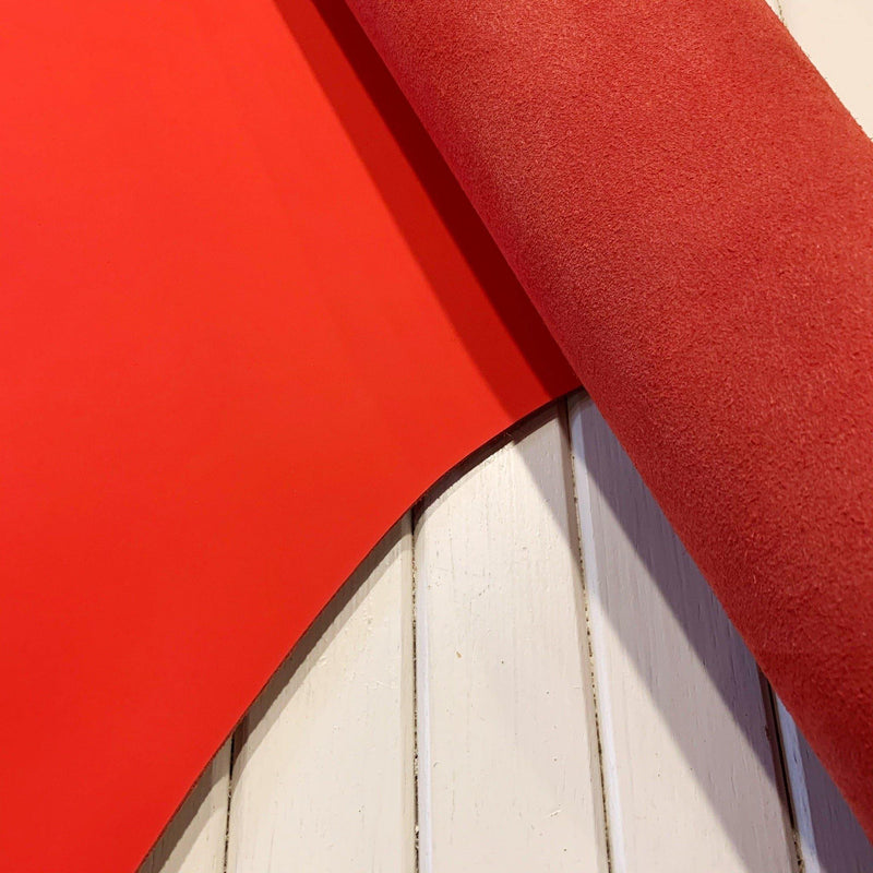 Matte Glazed Firm Temper Cardinal Red Cowhide - Remnants - Measure: a fabric parlor