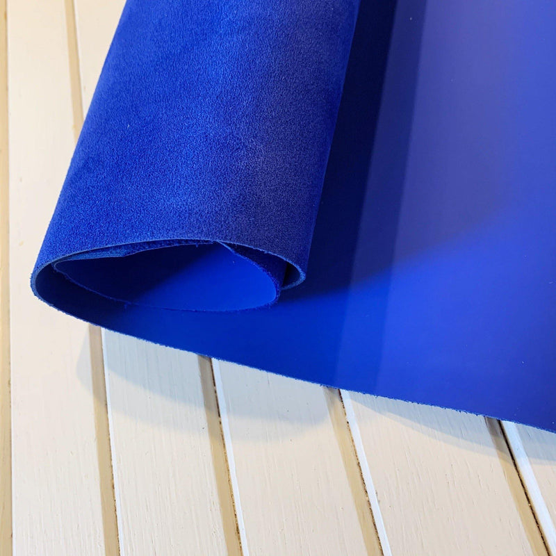 Matte Glazed Firm Temper Cobalt Cowhide - 1 SQFT - Measure: a fabric parlor