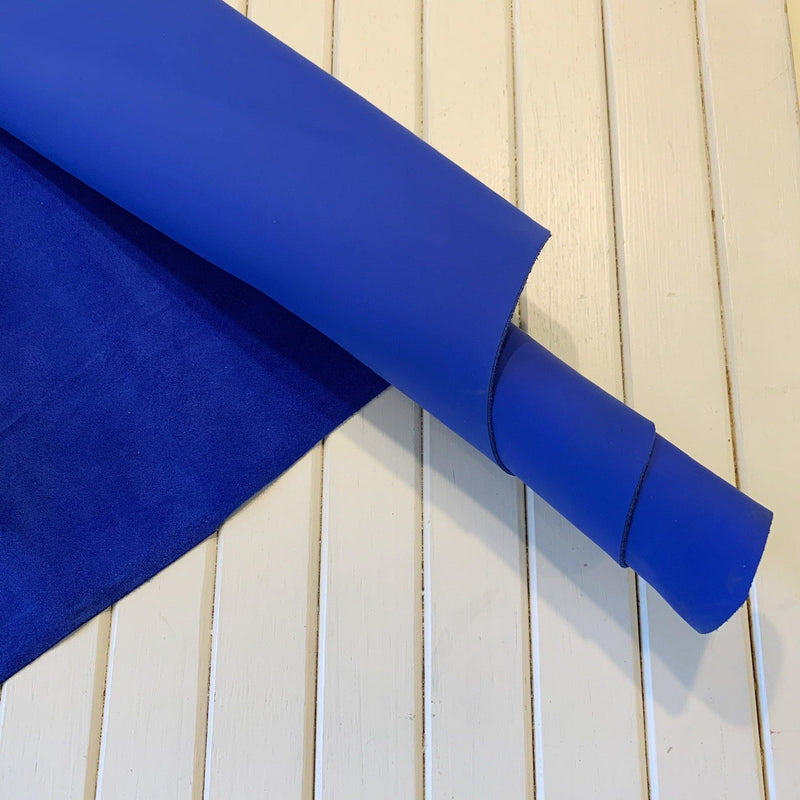 Matte Glazed Firm Temper Cobalt Cowhide - 1 SQFT - Measure: a fabric parlor