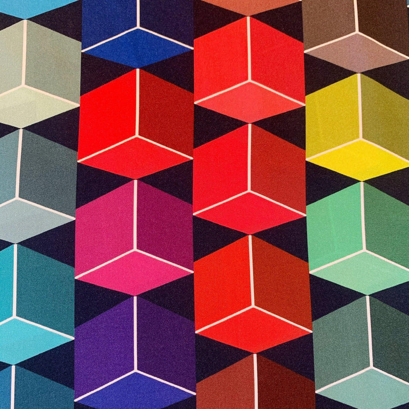 Satin Twill Cubic Print - 1/2 Yard - Measure: a fabric parlor
