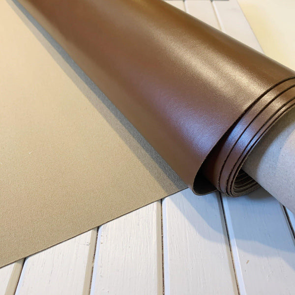 Cognac Solid Vegan Glazed Leather - 1/2 Yard - Measure: a fabric parlor