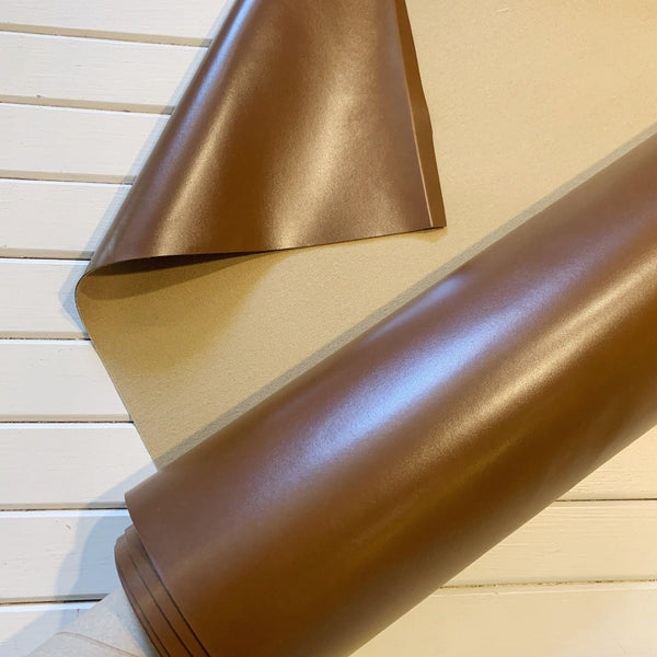 Cognac Solid Vegan Glazed Leather - 1/2 Yard - Measure: a fabric parlor