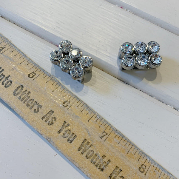 Rhinestone Strap Ornament - 7/8" x 1/2" - Nickel - 2pcs - Measure: a fabric parlor