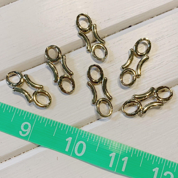 Double Circle Swoop Chain Link - .5"x1.25" - Gold - 2 Pcs - Measure: a fabric parlor