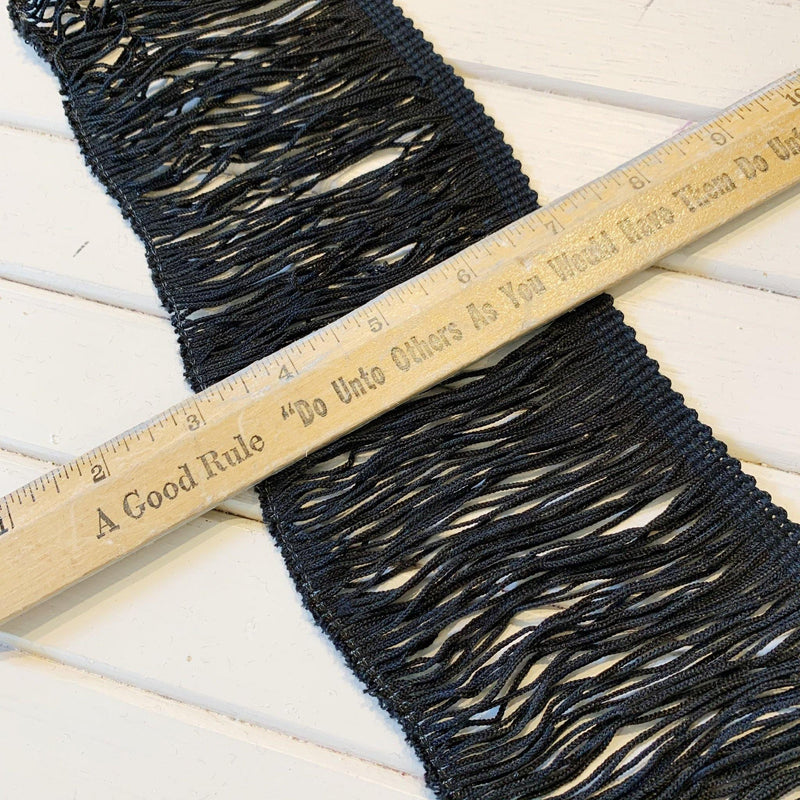 Fringe - 4" - Black - 1 yard - Measure: a fabric parlor