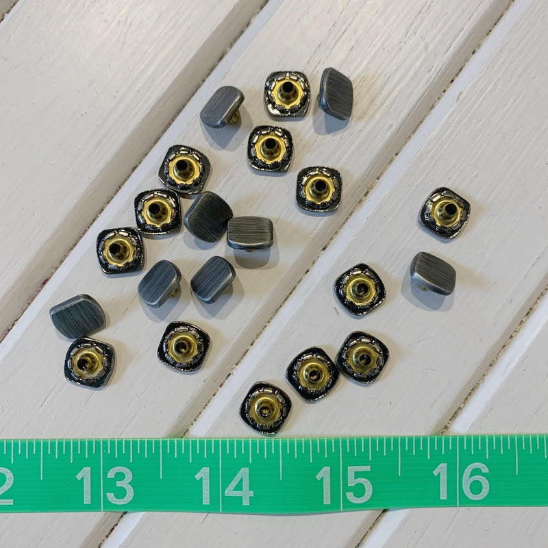 Rounded Square Snap Replacement Parts - 3/8" - Brushed Chrome - 22pcs - Measure: a fabric parlor