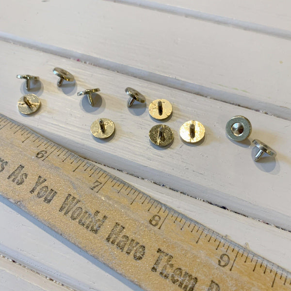 Inset Circle Nailheads - 7/16" - Platinum - 11pcs - Measure: a fabric parlor