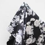 Mikado - Black/Silver Foiled Flower Ponte Knit - 1/2 Yard