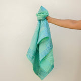 Black Iris - Geometric Metallic Brocade - Aqua- 1/2 Yard