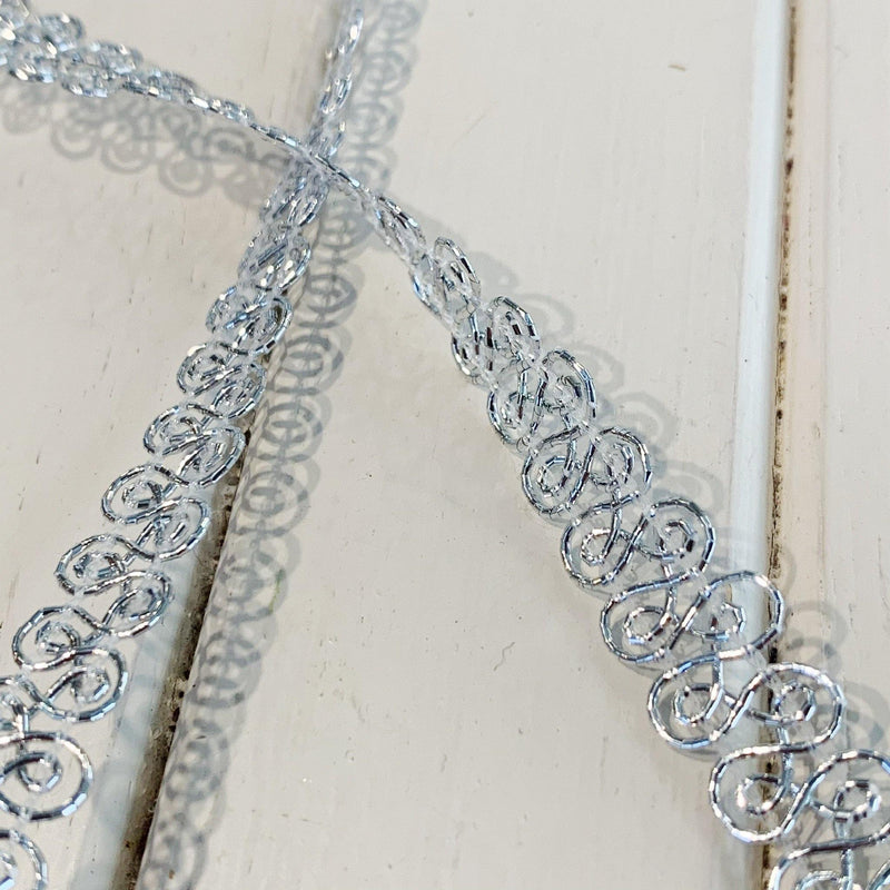 Metallic Gimp without Backing - 1/2" - Silver - 1 yard - Measure: a fabric parlor