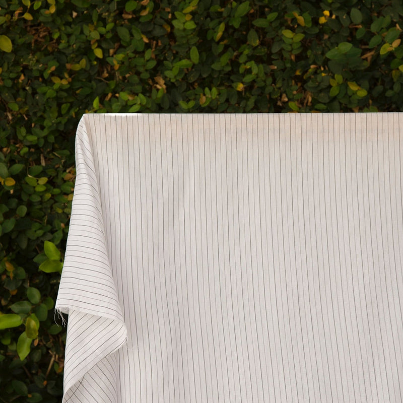 La Ligne - White Thread Striped Sateen Silk/Cotton - 1/2 Yard