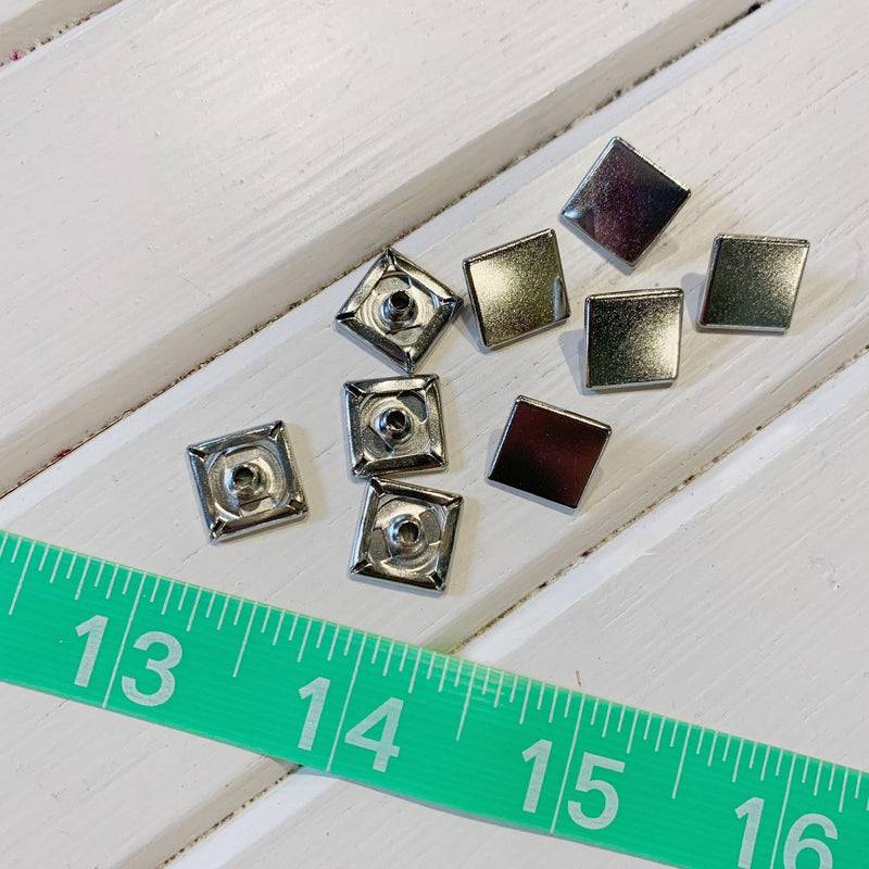 Square Snap Replacement Parts - 7/16" - Silver - 9pcs - Measure: a fabric parlor