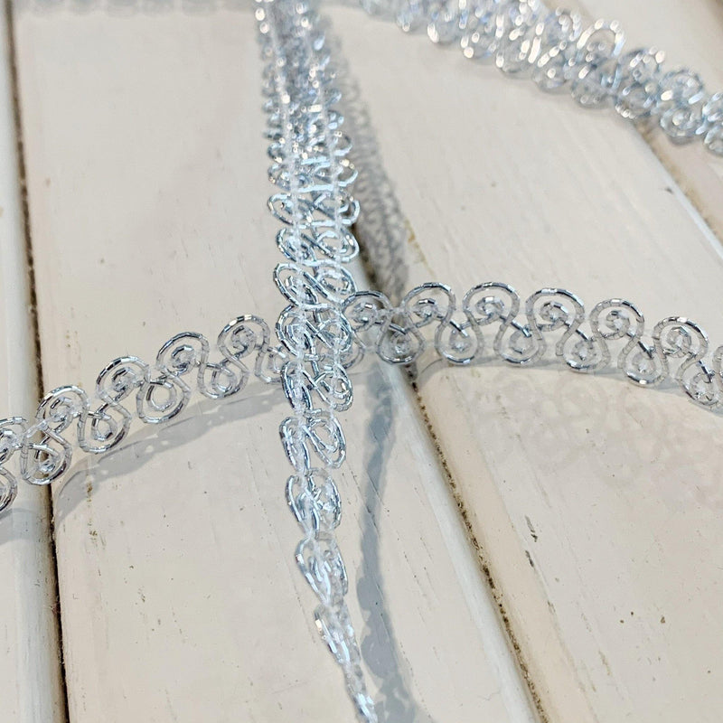 Metallic Gimp without Backing - 1/2" - Silver - 1 yard - Measure: a fabric parlor