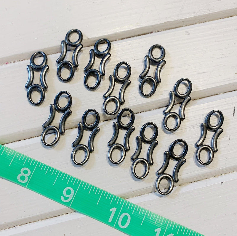 Double Circle Swoop Chain Link - .5"x1.25" - Black Nickel - 2 Pcs - Measure: a fabric parlor