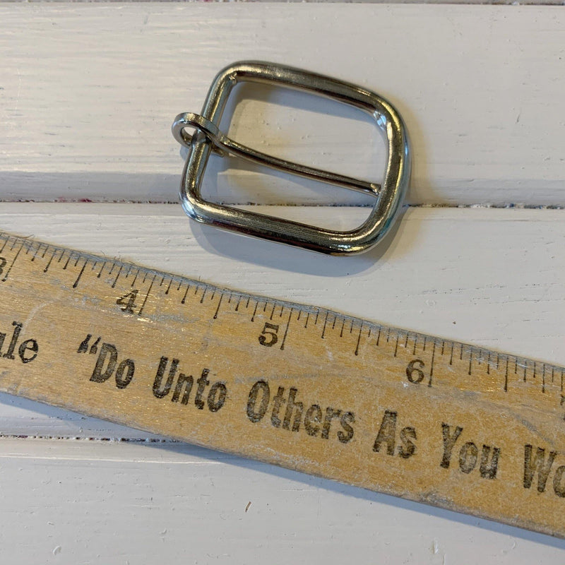 Rounded Shiny Heel Bar Buckle - 1" - Shiny Nickel - 1 Buckle - Measure: a fabric parlor