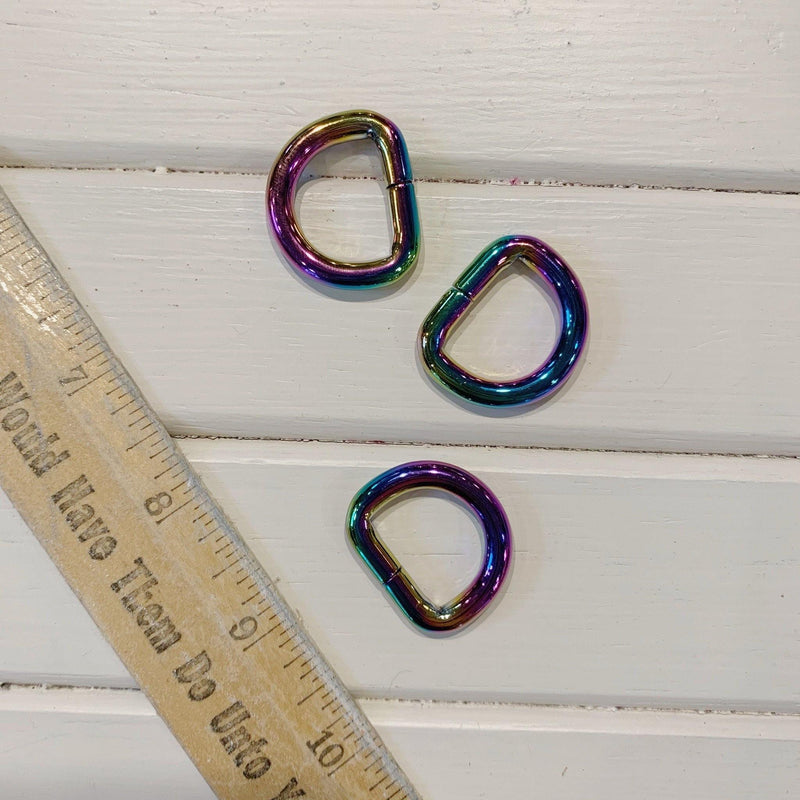 Split D-Ring - 3/4" - Rainbow Unicorn - 2 Pieces - Measure: a fabric parlor