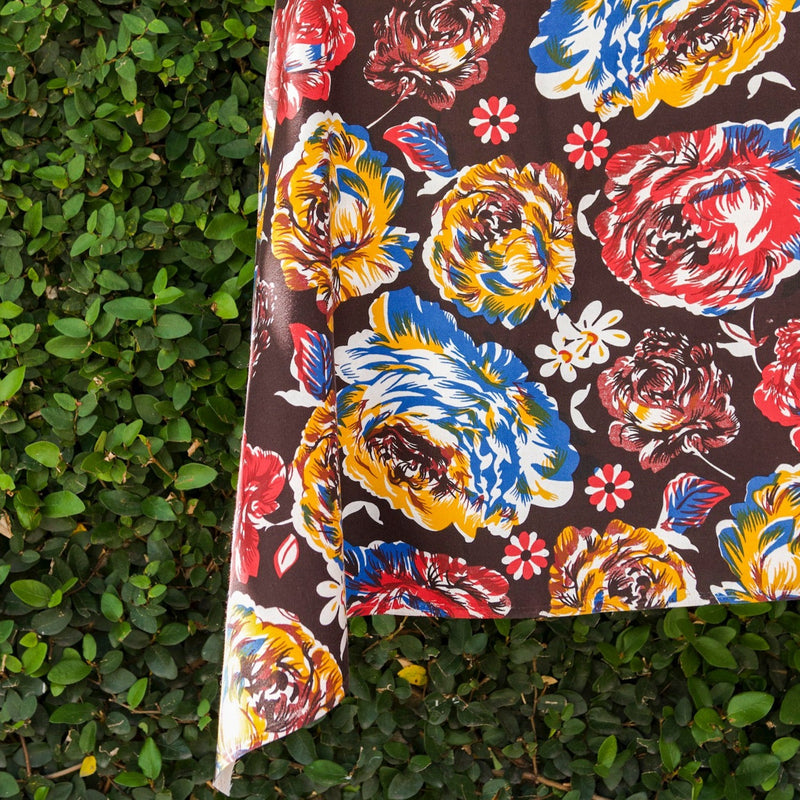 Bold Floral Denim - 1/2 Yard